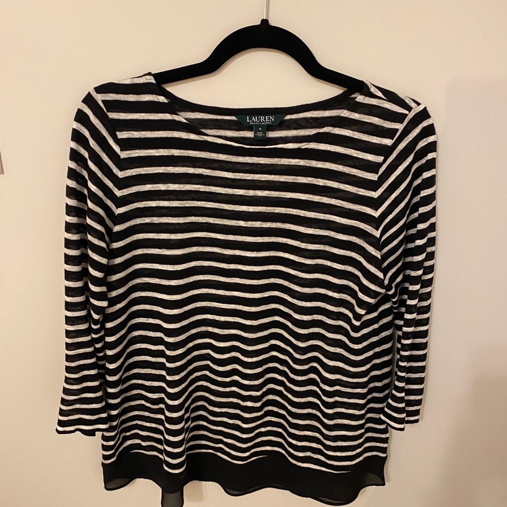 Ralph Lauren top with 3/4 length sleeves linen like material size small
